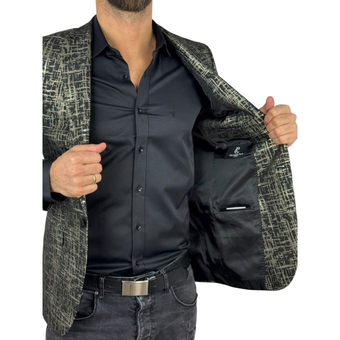 GIOVANNI PERA Marynarka męska D905 czarna, złota, wzór, elegancka, imprezowa, | Sklep GriShop.eu | Marynarki