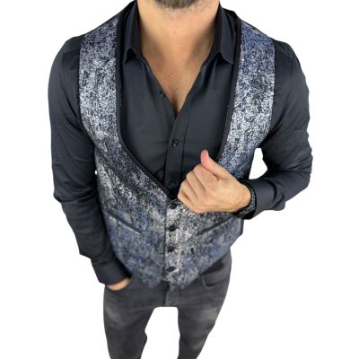 GIOVANNI PERA bezrękawnik, kamizelka męska MB05 srebrna, elegancka, imprezowa | Sklep GriShop.eu | Kamizelki