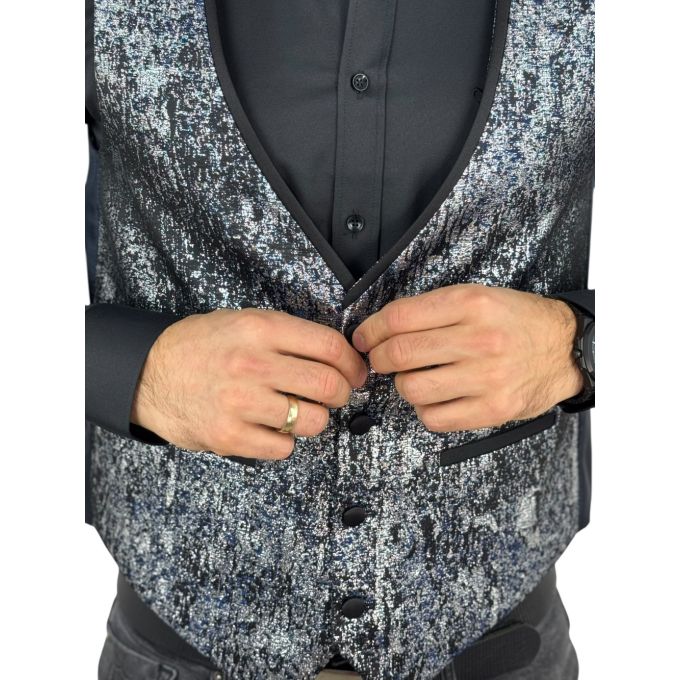 GIOVANNI PERA bezrękawnik, kamizelka męska MB05 srebrna, elegancka, imprezowa | Sklep GriShop.eu | Kamizelki