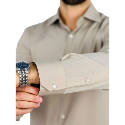 Giovanni Pera Koszula męska GE05 beżowa, lycra, elastyczna | Sklep GriShop.eu | Koszule