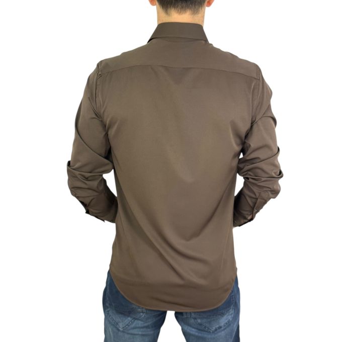Giovanni Pera Koszula męska GE06 brązowa, lycra, elastyczna | Sklep GriShop.eu | Koszule
