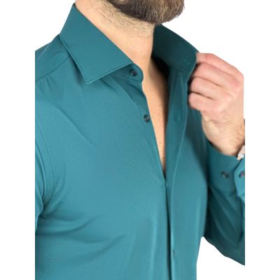 Giovanni Pera Koszula męska GE04 zielona, lycra, elastyczna | Sklep GriShop.eu | Koszule