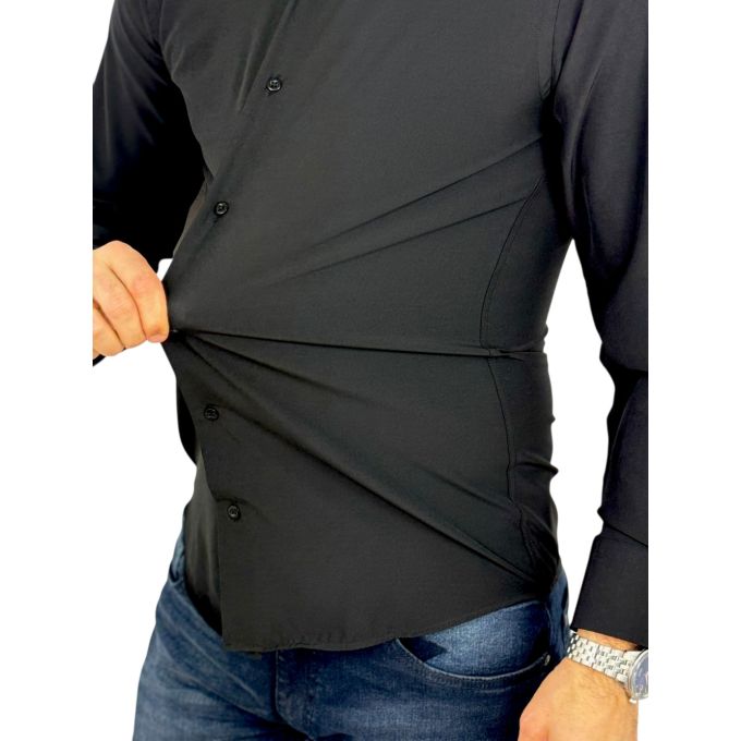 Giovanni Pera Koszula męska GE02 czarna, lycra, elastyczna | Sklep GriShop.eu | Koszule