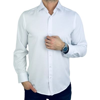 Giovanni Pera Koszula męska GE01 biała, lycra, elastyczna | Sklep GriShop.eu | Koszule