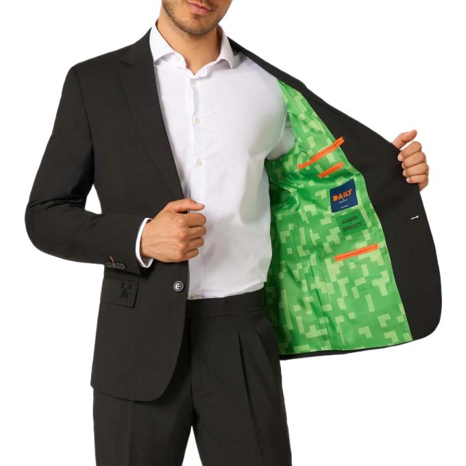 OPPOSUITS Marynarka męska czarna, Minecraft, zielona podszewka | Sklep GriShop.eu | Strona główna