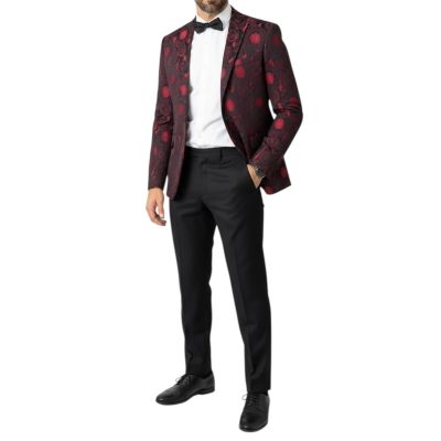 Giovanni Pera Garnitur męski, D901, czarno czerwony, imprezowy, wesele, sceniczny, dla Pana młodego | Sklep GriShop.eu | Garnitu