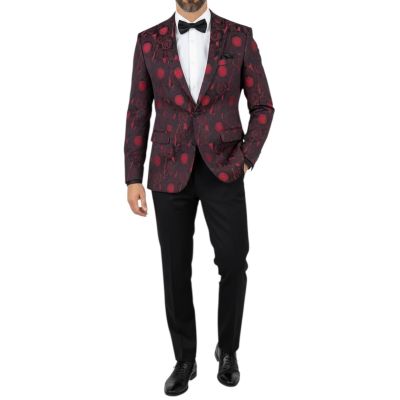 Giovanni Pera Garnitur męski, D901, czarno czerwony, imprezowy, wesele, sceniczny, dla Pana młodego | Sklep GriShop.eu | Garnitu