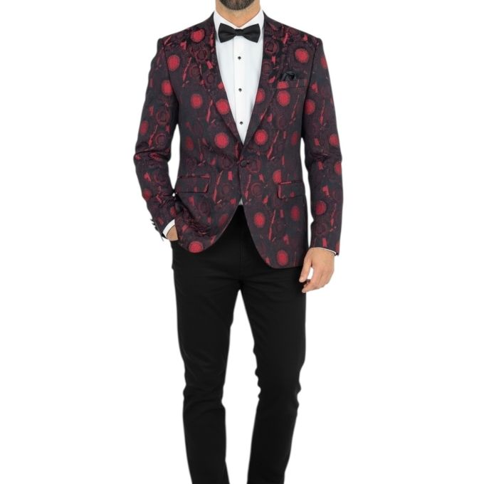 Giovanni Pera Garnitur męski, D901, czarno czerwony, imprezowy, wesele, sceniczny, dla Pana młodego | Sklep GriShop.eu | Garnitu