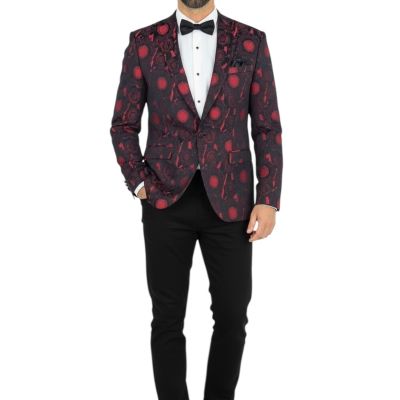 Giovanni Pera Garnitur męski, D901, czarno czerwony, imprezowy, wesele, sceniczny, dla Pana młodego | Sklep GriShop.eu | Garnitu