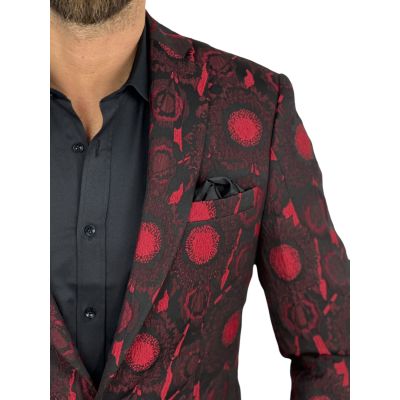 Giovanni Pera Garnitur męski, D901, czarno czerwony, imprezowy, wesele, sceniczny, dla Pana młodego | Sklep GriShop.eu | Garnitu