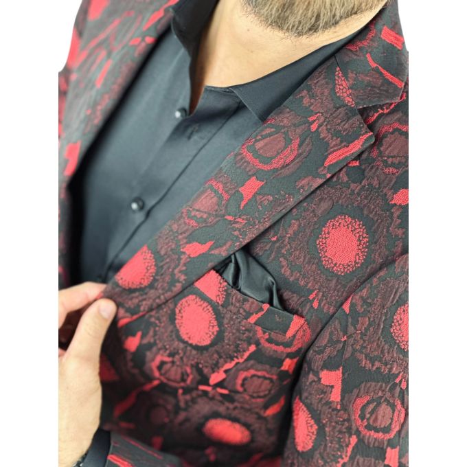 Giovanni Pera Garnitur męski, D901, czarno czerwony, imprezowy, wesele, sceniczny, dla Pana młodego | Sklep GriShop.eu | Garnitu