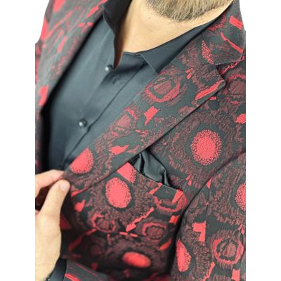Giovanni Pera Garnitur męski, D901, czarno czerwony, imprezowy, wesele, sceniczny, dla Pana młodego | Sklep GriShop.eu | Garnitu