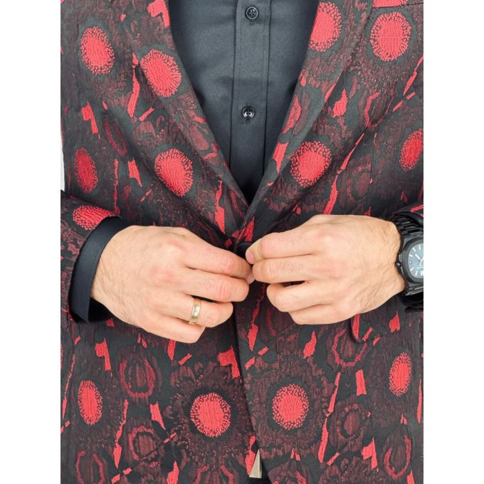 Giovanni Pera Garnitur męski, D901, czarno czerwony, imprezowy, wesele, sceniczny, dla Pana młodego | Sklep GriShop.eu | Garnitu