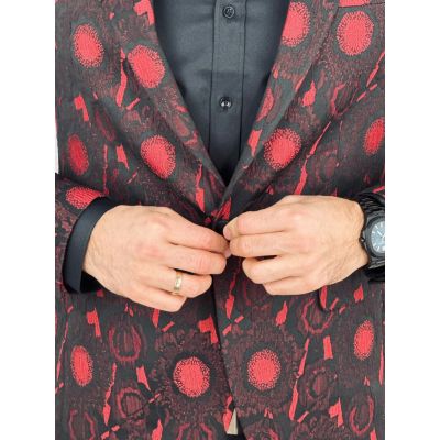 Giovanni Pera Garnitur męski, D901, czarno czerwony, imprezowy, wesele, sceniczny, dla Pana młodego | Sklep GriShop.eu | Garnitu