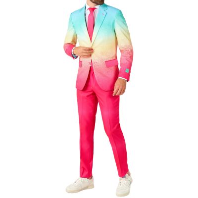 OPPOSUITS Garnitur męski z krawatem, wesoły, wesoły, neonowy wzór, casual, pastele | Sklep GriShop.eu | Garnitury