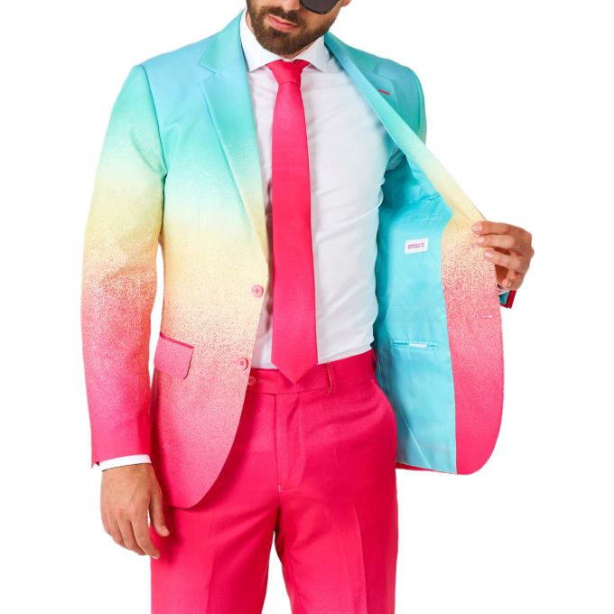 OPPOSUITS Garnitur męski z krawatem, wesoły, wesoły, neonowy wzór, casual, pastele | Sklep GriShop.eu | Garnitury