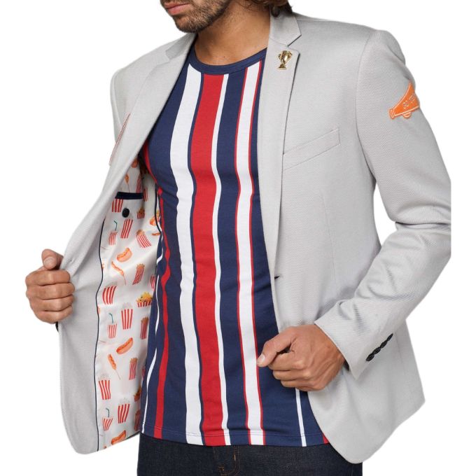 OPPOSUITS Marynarka męska szara z naszywkami, kolorowa podszewka, sportowa | Sklep GriShop.eu | Marynarki