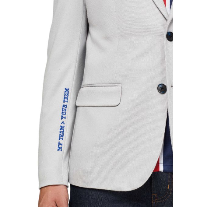 OPPOSUITS Marynarka męska szara z naszywkami, kolorowa podszewka, sportowa | Sklep GriShop.eu | Marynarki