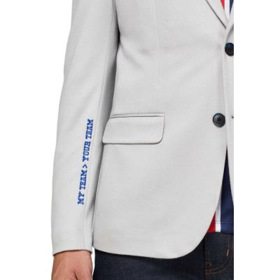 OPPOSUITS Marynarka męska szara z naszywkami, kolorowa podszewka, sportowa | Sklep GriShop.eu | Marynarki
