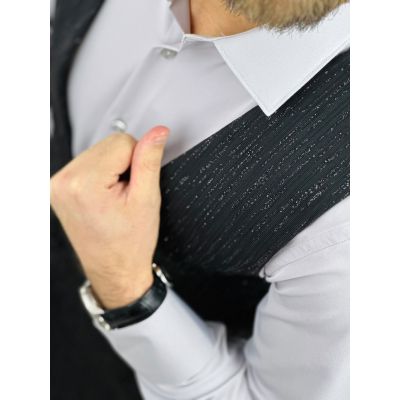 GIOVANNI PERA kamizelka męska GR4 czarna połysk brokat bezrękawnik elegancka sceniczna | Sklep GriShop.eu | Kamizelki