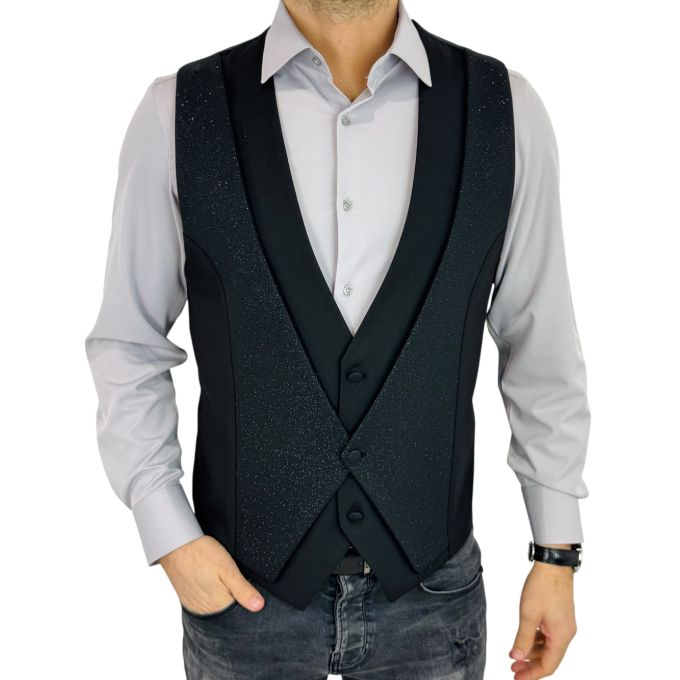 GIOVANNI PERA kamizelka męska MB06 bezrękawnik czarna elegancka imprezowa | Sklep GriShop.eu | Kamizelki