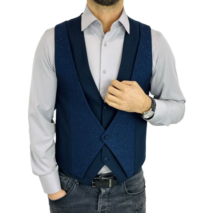 GIOVANNI PERA kamizelka męska MB07 granatowa bezrękawnik elegancka imprezowa | Sklep GriShop.eu | Kamizelki