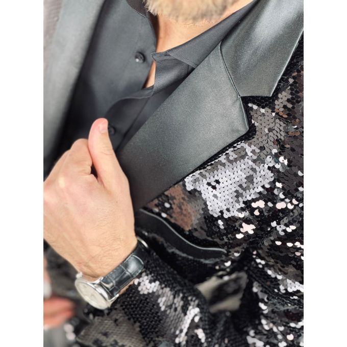 OPPOSUITS Marynarka męska elegancka cekinowa, estradowa, imprezowa OC21 czarna | Sklep GriShop.eu | Marynarki
