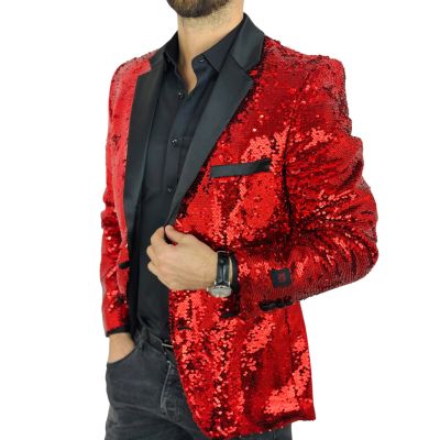 OPPOSUITS Marynarka męska elegancka cekinowa, estradowa, imprezowa OC22 czerwona | Sklep GriShop.eu | Marynarki