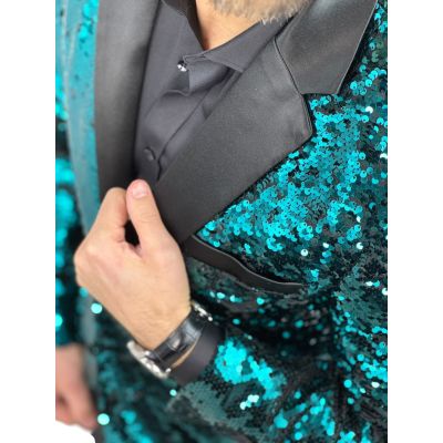 OPPOSUITS Marynarka męska elegancka cekinowa, estradowa, imprezowa OC24 morski niebieski | Sklep GriShop.eu | Marynarki