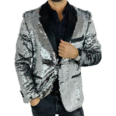 OPPOSUITS Marynarka męska elegancka cekinowa, estradowa, imprezowa OC25 srebrna | Sklep GriShop.eu | Marynarki
