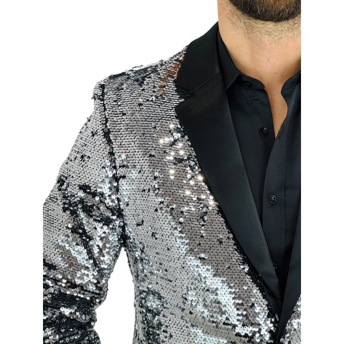 OPPOSUITS Marynarka męska elegancka cekinowa, estradowa, imprezowa OC25 srebrna | Sklep GriShop.eu | Marynarki