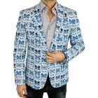 MARCO MILANO Marynarka męska C43 biała w niebieskie motyle | Sklep GriShop.eu | Marynarki