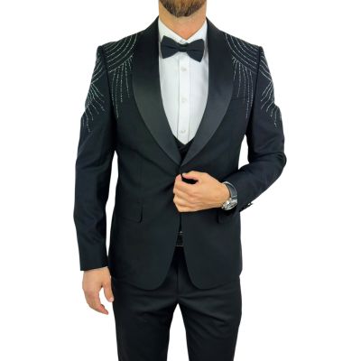 GIOVANNI PERA Garnitur GR11 ekskluzywny, sceniczny, czarny, ozdobnne kryształki, dla Pana Mlodego i nie tylko | Sklep GriShop.eu