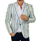 MARCO MILANO Marynarka męska C45 Biała, Paski, Jasna | Sklep GriShop.eu | Marynarki