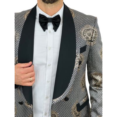 GIOVANNI PERA Garnitur GRM1 ekskluzywny, sceniczny, czarno-srebrno-złoty, imprezowy | Sklep GriShop.eu | Garnitury