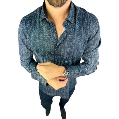 DANIEL BESSI Koszula męska fb136 biały, czarny, efekt jedwabiu | Sklep GriShop.eu | Koszule