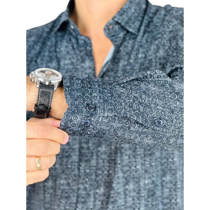 DANIEL BESSI Koszula męska fb136 biały, czarny, efekt jedwabiu | Sklep GriShop.eu | Koszule