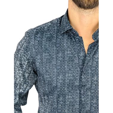 DANIEL BESSI Koszula męska fb136 biały, czarny, efekt jedwabiu | Sklep GriShop.eu | Koszule 2