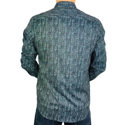 DANIEL BESSI Koszula męska fb136 biały, czarny, efekt jedwabiu | Sklep GriShop.eu | Koszule