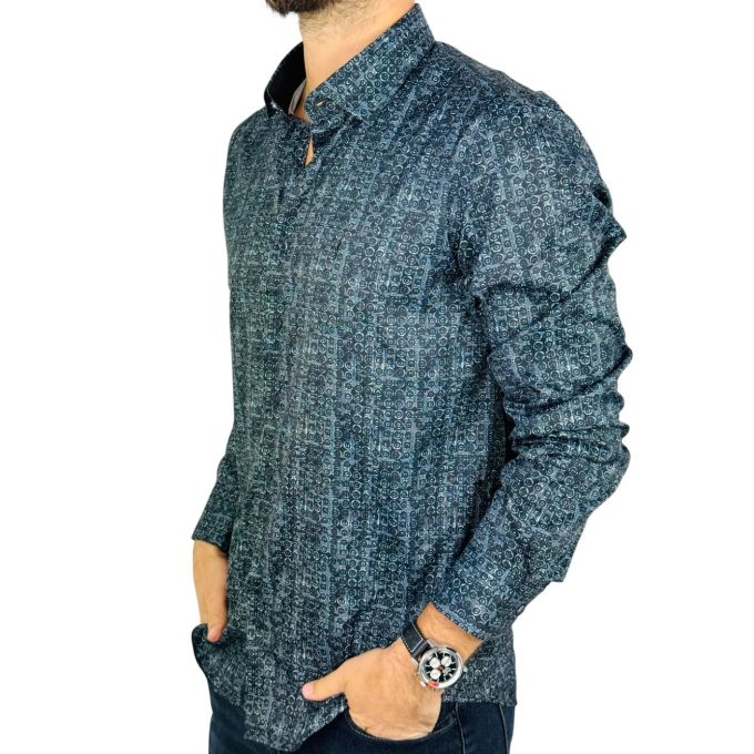 DANIEL BESSI Koszula męska fb136 biały, czarny, efekt jedwabiu | Sklep GriShop.eu | Koszule