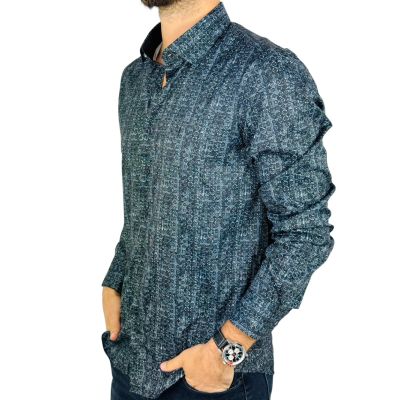 DANIEL BESSI Koszula męska fb136 biały, czarny, efekt jedwabiu | Sklep GriShop.eu | Koszule