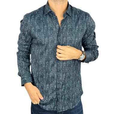 DANIEL BESSI Koszula męska fb136 biały, czarny, efekt jedwabiu