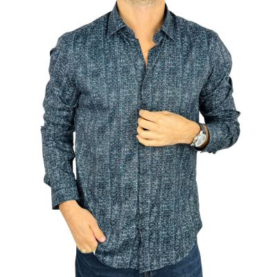 DANIEL BESSI Koszula męska fb136 biały, czarny, efekt jedwabiu | Sklep GriShop.eu | Koszule