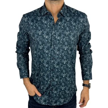 DANIEL BESSI Koszula męska fb092 branatowa, drobny wzór, efekt jedwabiu | Sklep GriShop.eu | Koszule
