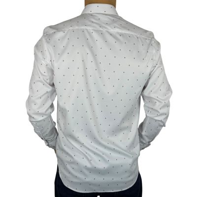 DANIEL BESSI Koszula męska fb185 biała, logowana, efekt jedwabiu | Sklep GriShop.eu | Koszule