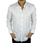 DANIEL BESSI Koszula męska fb185 biała, czarny, maziaje, efekt jedwabiu | Sklep GriShop.eu | Koszule