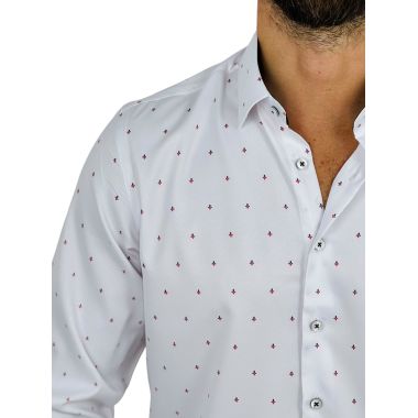 DANIEL BESSI Koszula męska fb185 biała, logowana, efekt jedwabiu | Sklep GriShop.eu | Koszule 2