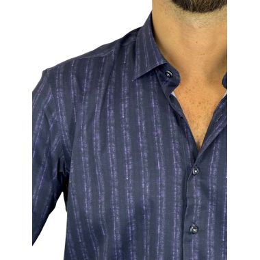 DANIEL BESSI Koszula męska fb024 paski fioletowo-granatowa, efekt jedwabiu | Sklep GriShop.eu | Koszule 2