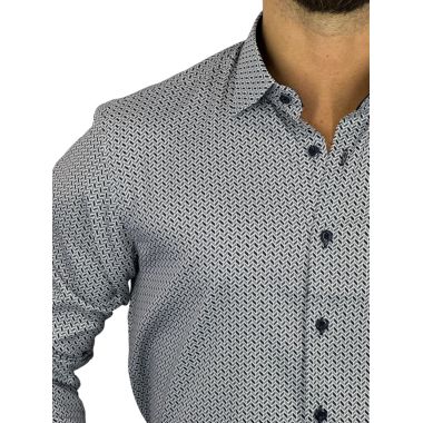 DANIEL BESSI Koszula męska fb132 szary, biały, czarny, jodełka efekt jedwabiu | Sklep GriShop.eu | Koszule 2