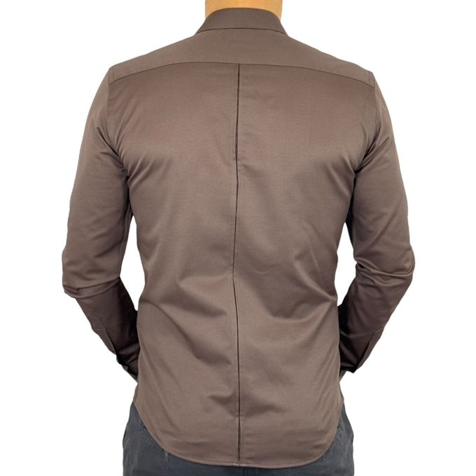 DANIEL BESSI Koszula męska fb048 brązowa, lycra, elastyczna, wygodna | Sklep GriShop.eu | Koszule